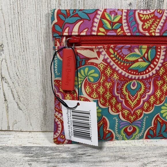 Vera Bradley Lighten Up Pencil Pouch Paisley in Paradise NWT Stocking Stuffer - Picture 2 of 6